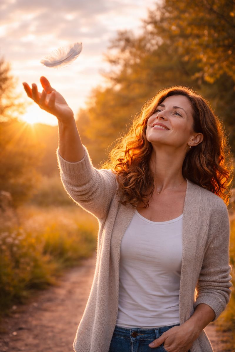 ReleasingFeatherInSunlight